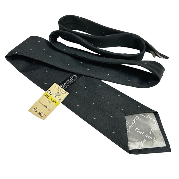 Christian Dior Vintage Luxury Necktie Tie Silk Blend Stylized Dot Pattern NOS - Picture 9 of 13